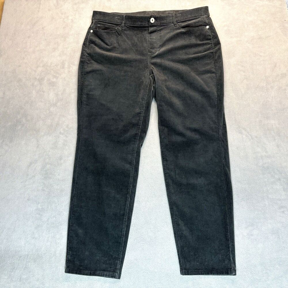NEW J Jill Size XL Corduroy Pants Black Stretch Straight Leg Pockets